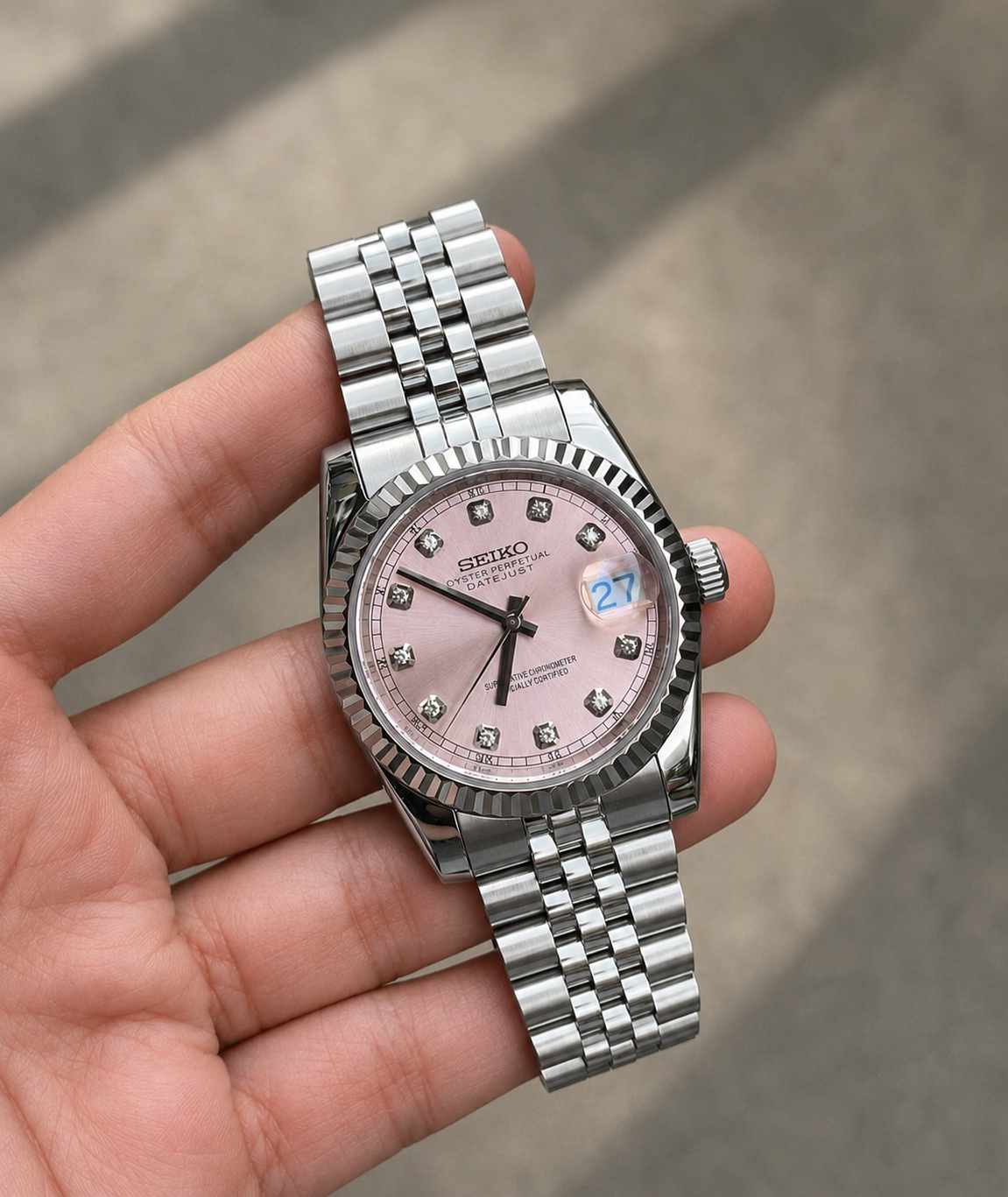 Seiko Mod Red Silver Marinemaster